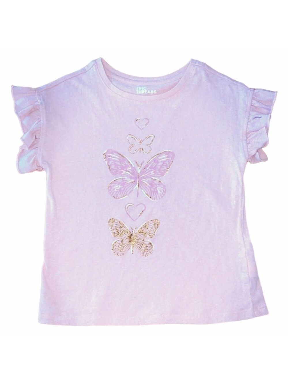 Epic Threads Girls Pink Butterfly Shirt Small